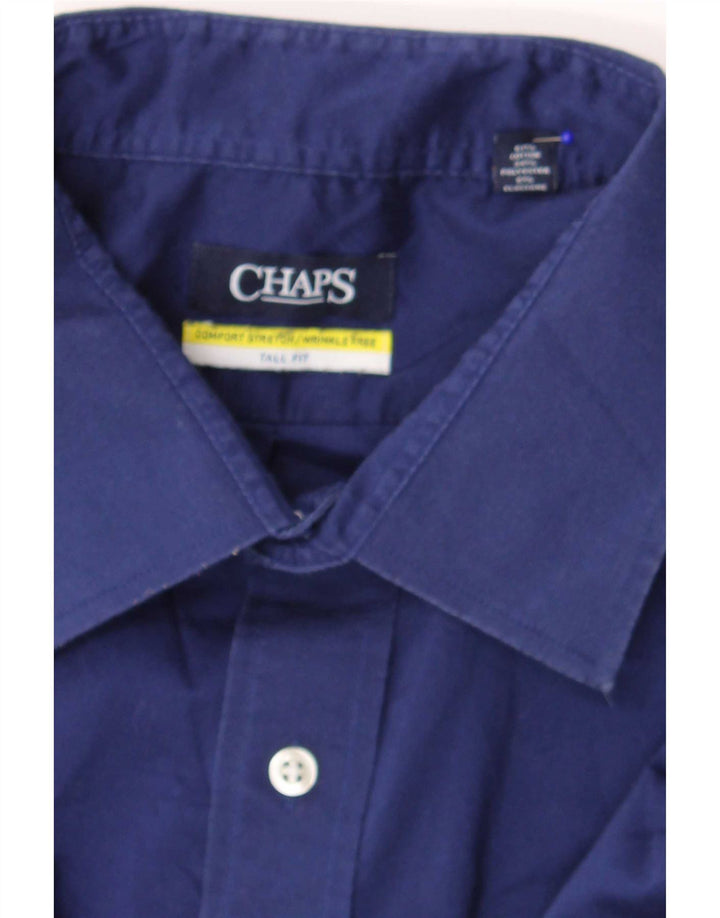 Мужская рубашка Chaps для высоких, размер 18, 2XL, синяя, хлопок