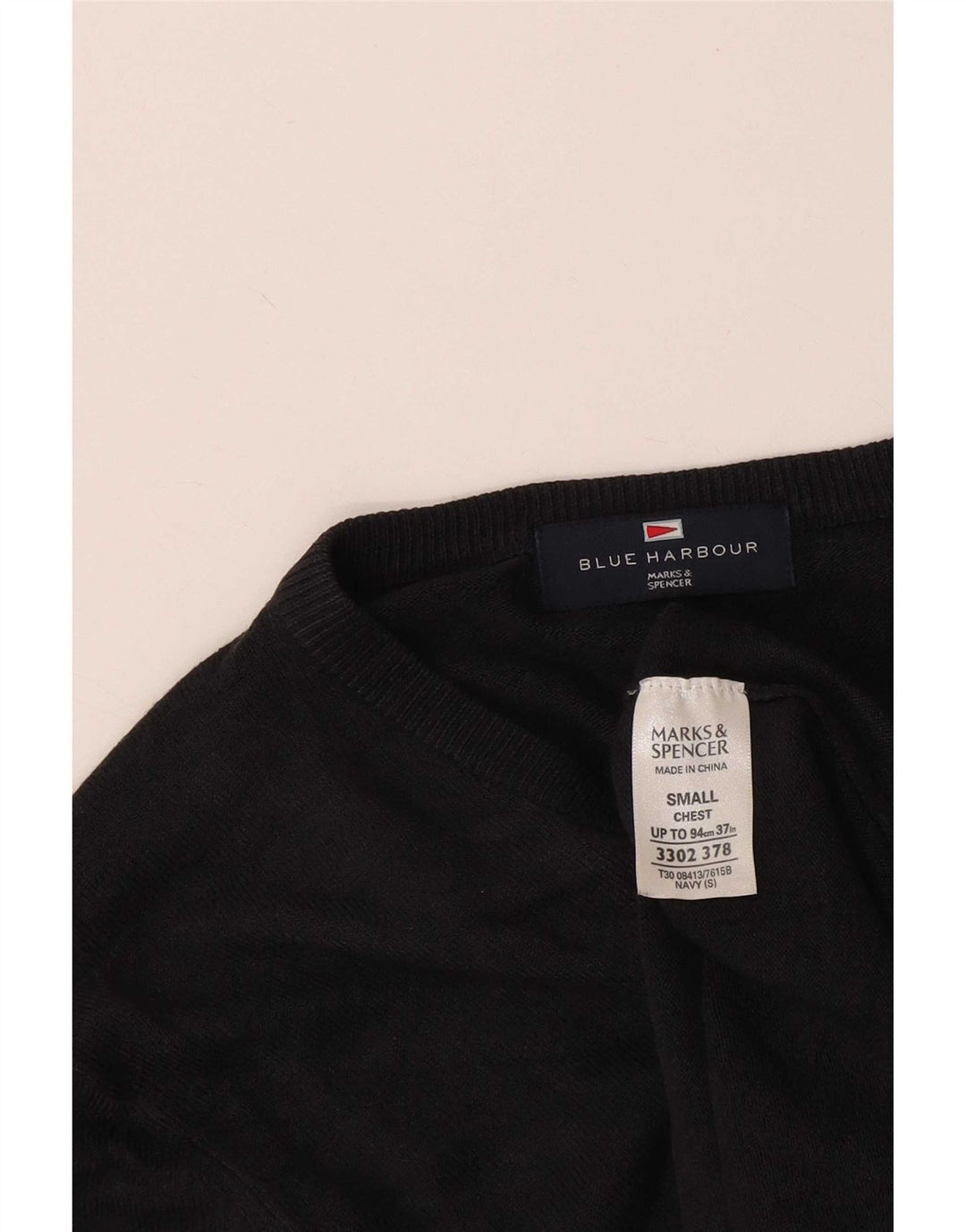 Мужской джемпер с v-образным вырезом Marks & Spencer Blue Harbour, маленький черный акрил