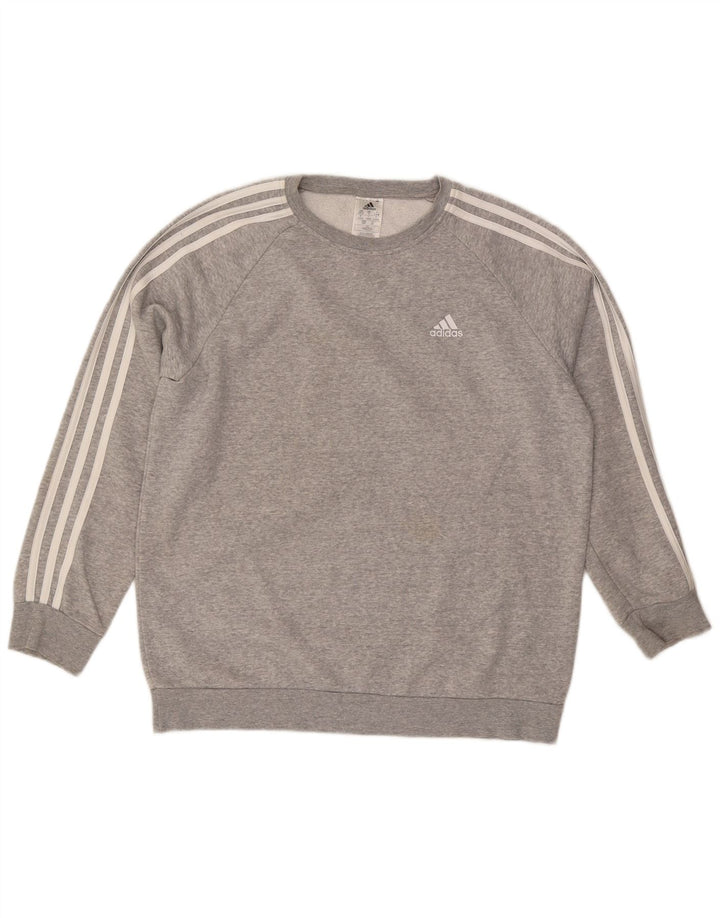 ADIDAS Womens Oversized Sweatshirt Jumper UK 8/10 Small Grey Cotton