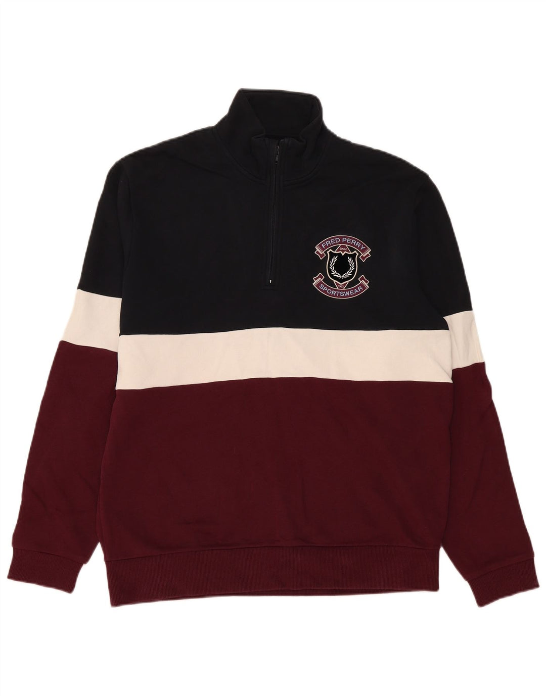 Мужской свитшот с воротником на молнии Fred Perry, средний разноцветный, с цветными блоками