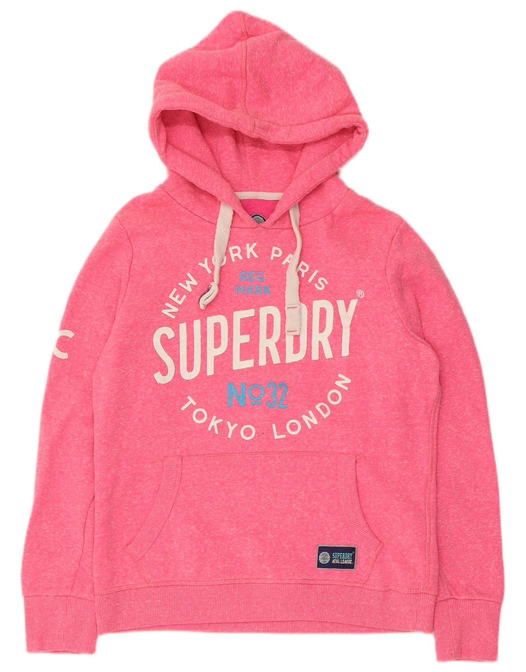 Женский джемпер с капюшоном Superdry UK 14, полиэстер среднего розового цвета
