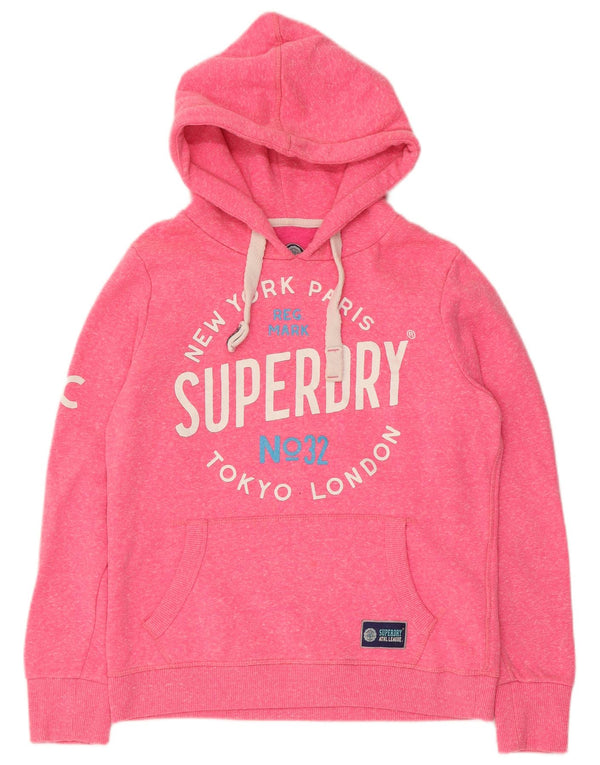 Женский джемпер с капюшоном Superdry UK 14, полиэстер среднего розового цвета