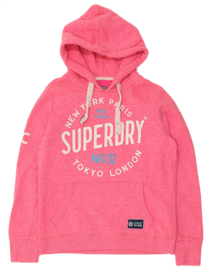 Женский джемпер с капюшоном Superdry UK 14, полиэстер среднего розового цвета