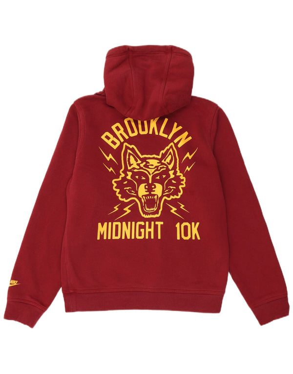 Мужской джемпер с капюшоном Nike Brooklyn Midnight 10K, маленький бордовый, хлопок, хлопковый