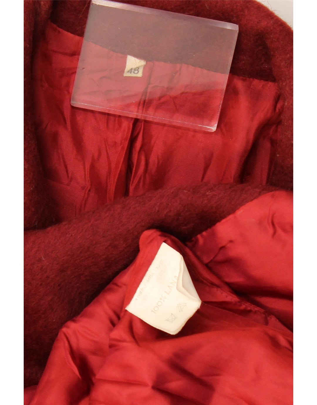 ВИНТАЖНОЕ женское двубортное пальто IT 48 XL бордовое из шерсти