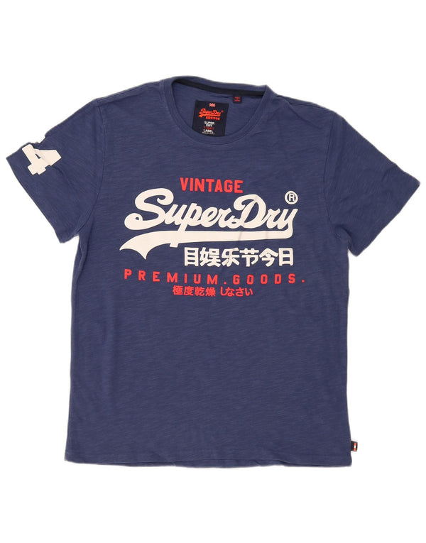Мужская футболка с рисунком Superdry, 2XL, синяя, хлопок