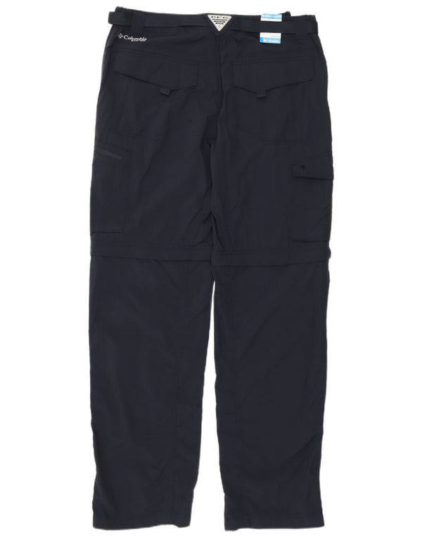 COLUMBIA Womens Omni-Shade Straight Cargo Trousers W34 L32 Navy Blue Nylon