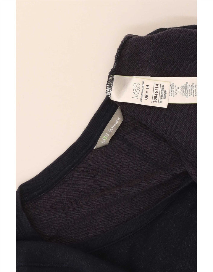 Женский топ Marks & Spencer с рукавом 3/4, Великобритания 14, средний темно-синий, вискоза