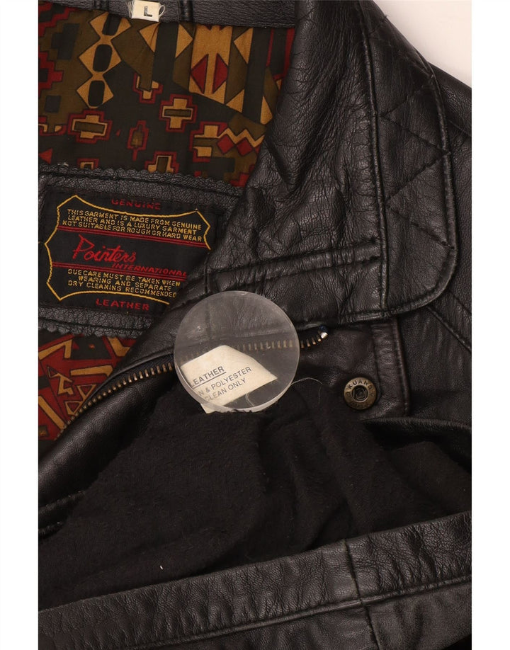 Мужская кожаная куртка Pointers UK 40, большая черная кожа