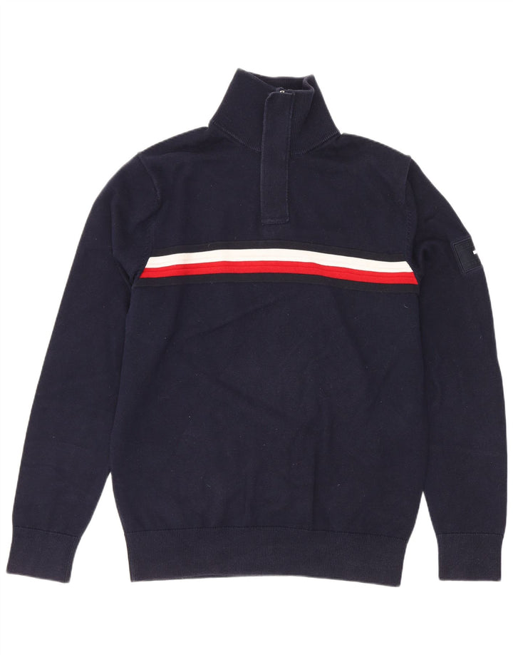 Мужской джемпер с воротником на молнии Tommy Hilfiger, средний темно-синий с цветными блоками