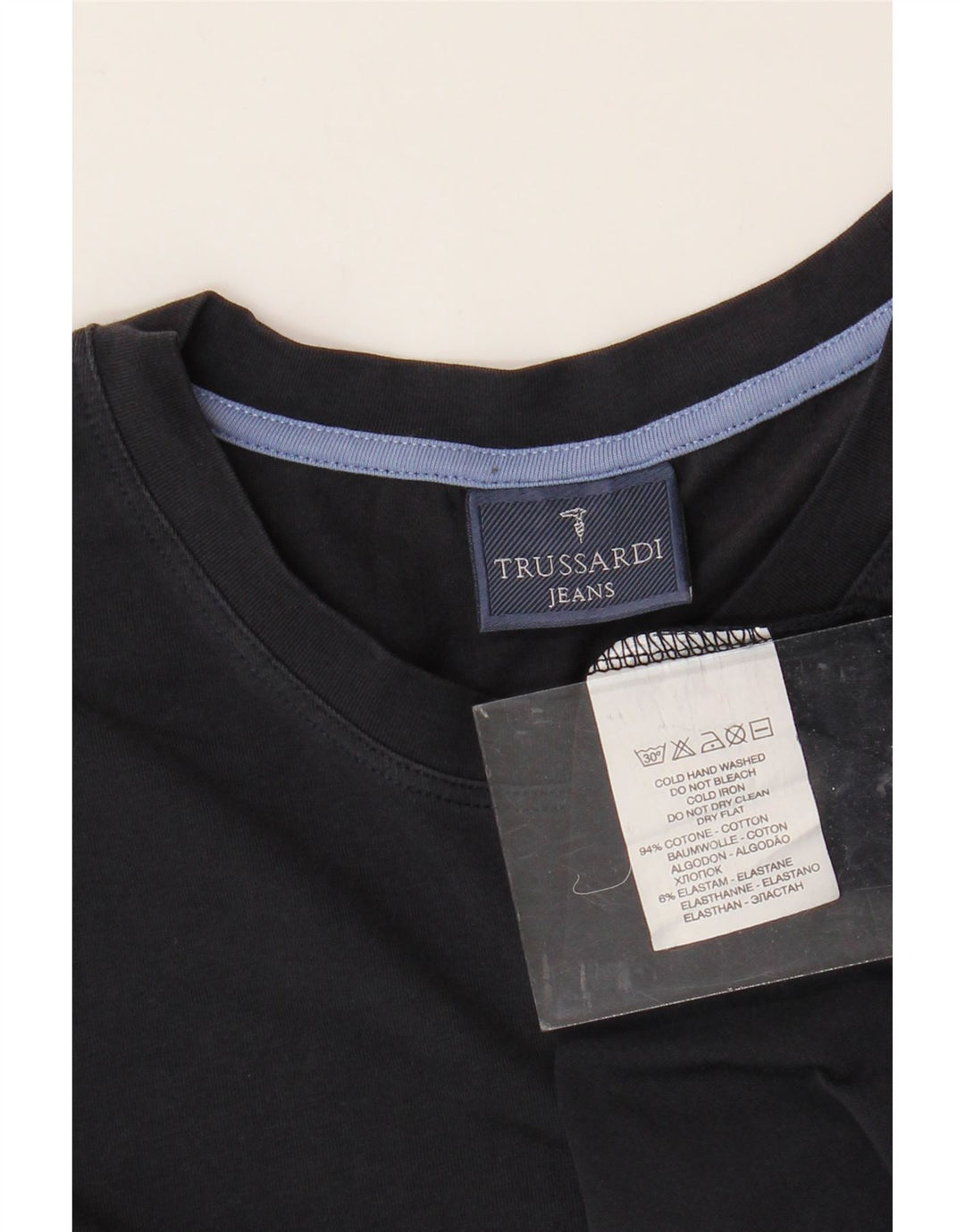TRUSSARDI JEANS Мужская футболка из хлопка среднего размера, черная