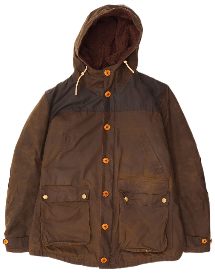 Мужская куртка Barbour из вощеного хлопка с капюшоном UK 40, большая коричневая