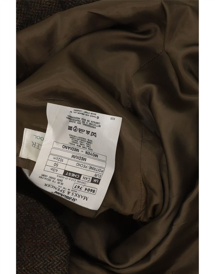 Мужской пиджак на двух пуговицах Marks & Spencer UK 40, большая клетка цвета хаки