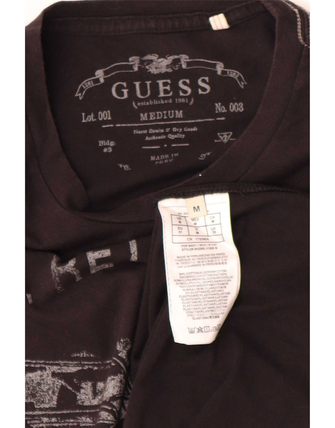 Мужская футболка Guess Regular с графическим рисунком, средний черный хлопковый топ