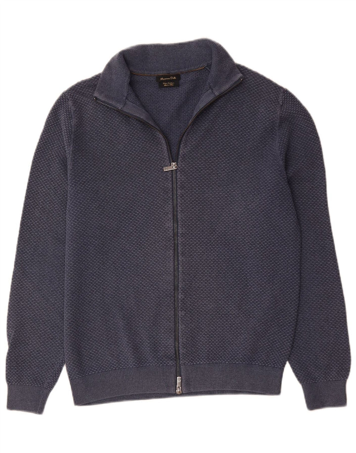 Мужской кардиган с молнией Massimo Dutti, маленький темно-синий хлопковый свитер