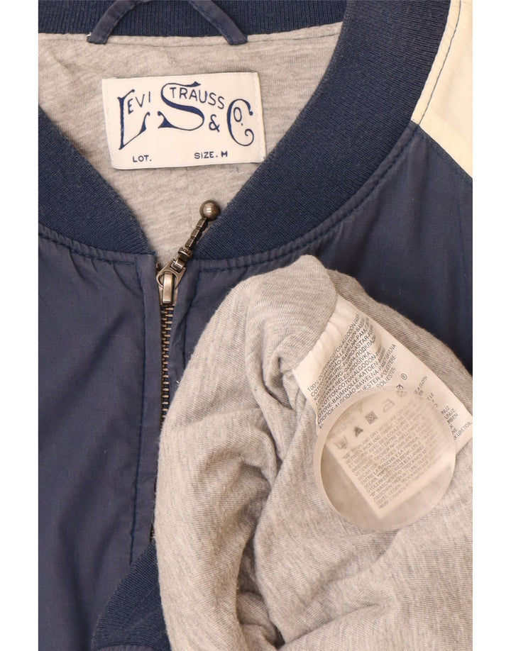 Мужская куртка-бомбер Levi's UK 38, средний темно-синий, хлопок с цветными блоками