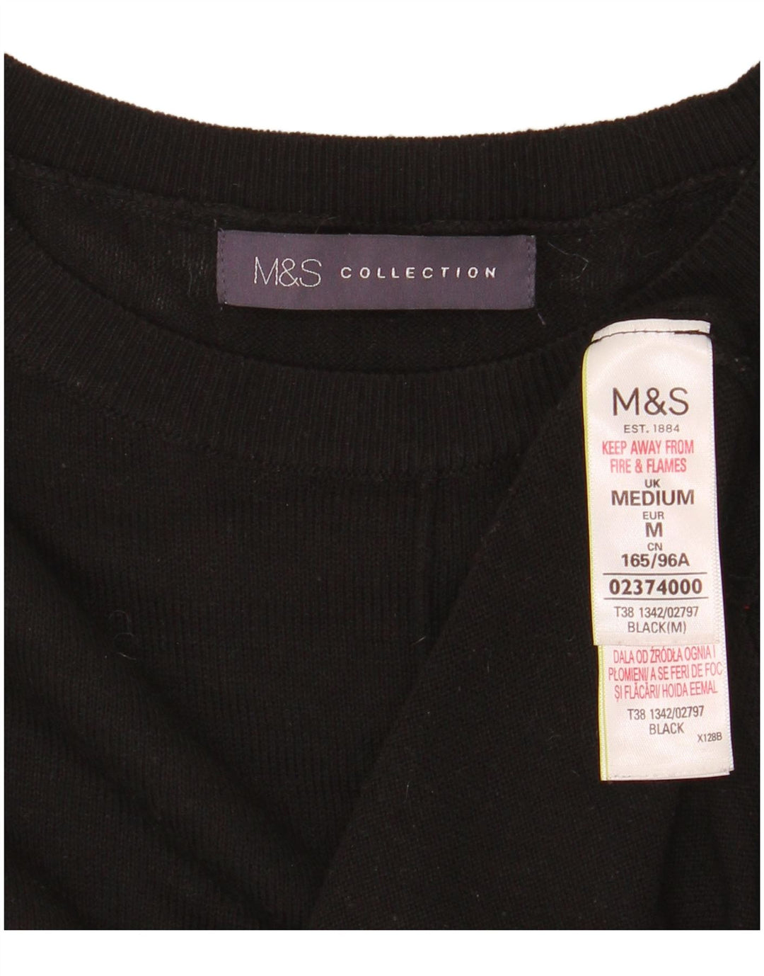 Женский джемпер с круглым вырезом Marks & Spencer UK 14, средний черный