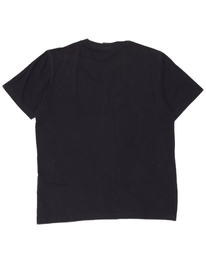 Мужская футболка с рисунком Champion, топ среднего размера, темно-синий, хлопок