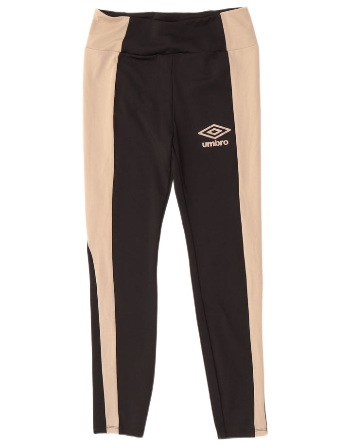 Женские леггинсы Umbro UK 12, средний черный полиэстер с цветными блоками
