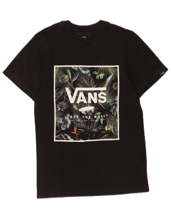 Мужская футболка приталенного кроя с рисунком Vans Top XS, черный хлопок с цветочным принтом