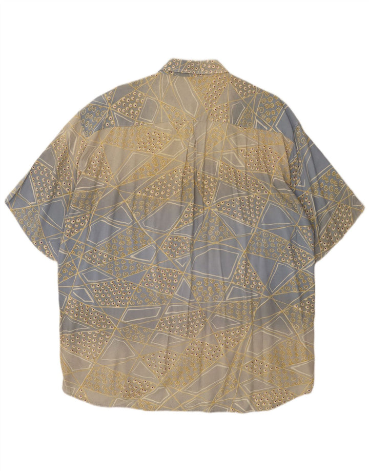 Мужская рубашка с коротким рукавом MAC FASHION, большая синяя с геометрическим рисунком