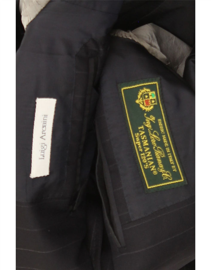 Мужской пиджак TASMANIAN на 3 пуговицах, Великобритания 38, средний темно-синий в тонкую полоску