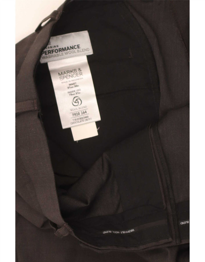 Мужские прямые костюмные брюки Marks & Spencer W36 L31 серые шерстяные