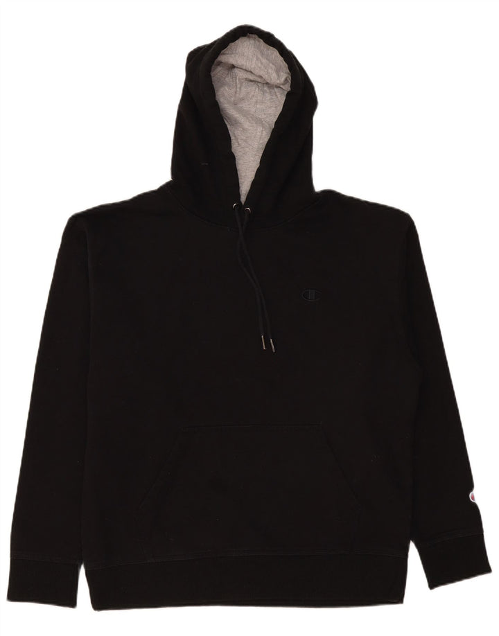 CHAMPION Mens Hoodie Jumper Large Black Cotton