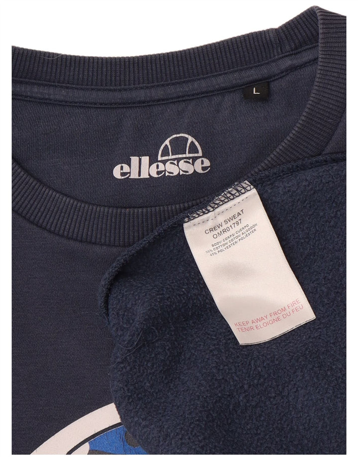 Мужской свитер Ellesse, большой темно-синий хлопковый джемпер