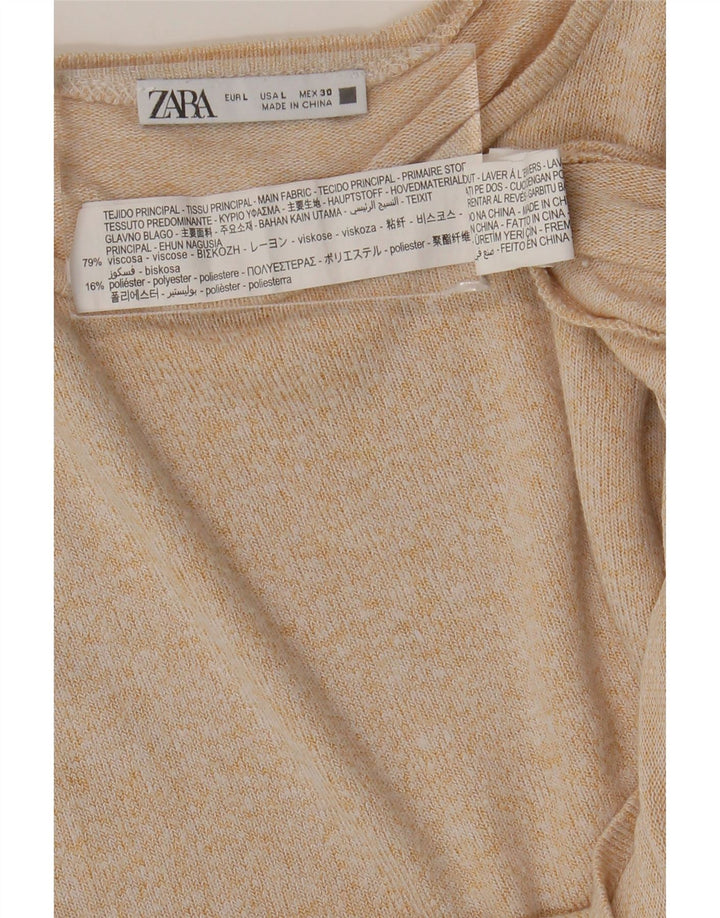 Женская блузка Zara Top UK 14, большая, бежевая, вискоза