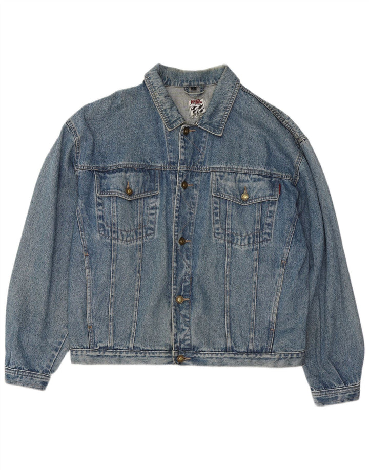 VINTAGE Mens Denim Jacket UK 40 Large Blue Cotton