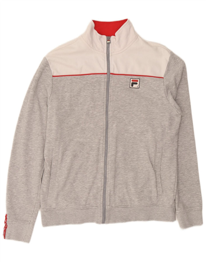 Мужской спортивный костюм Fila, большая серая хлопковая куртка с цветными блоками