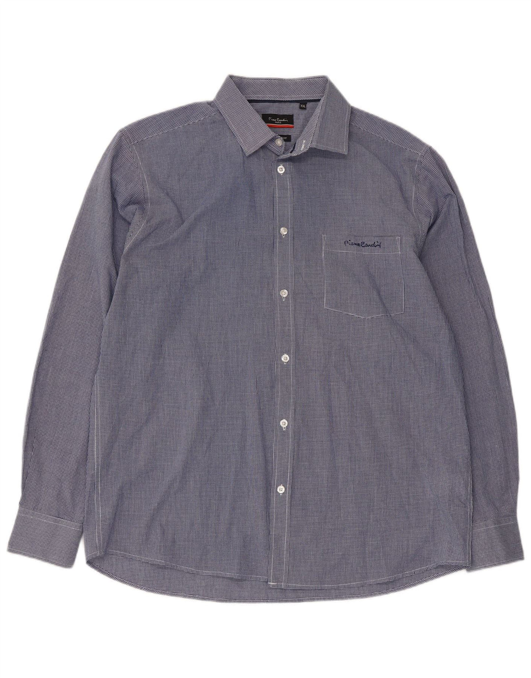 Рубашка мужская стандартного кроя PIERRE CARDIN 2XL синяя, полиэстер в мелкую клетку