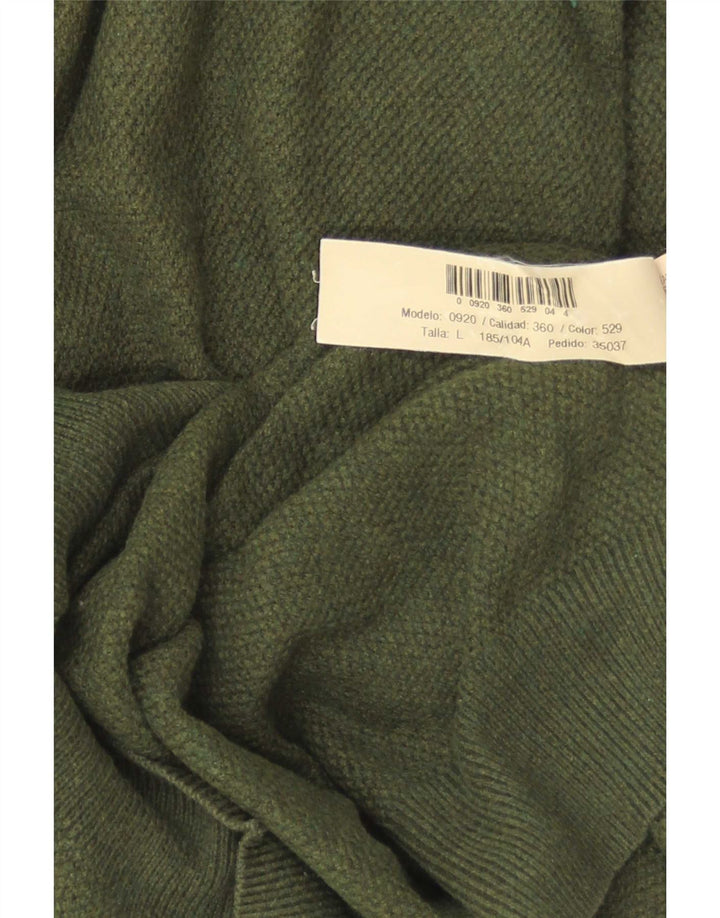 Мужской джемпер с v-образным вырезом Massimo Dutti, большой зеленый хлопковый свитер
