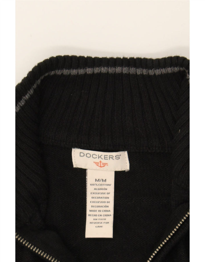 DOCKERS Mens Zip Neck Jumper Sweater Medium Black Cotton Vintage Dockers and Second-Hand Dockers from Messina Hembry 