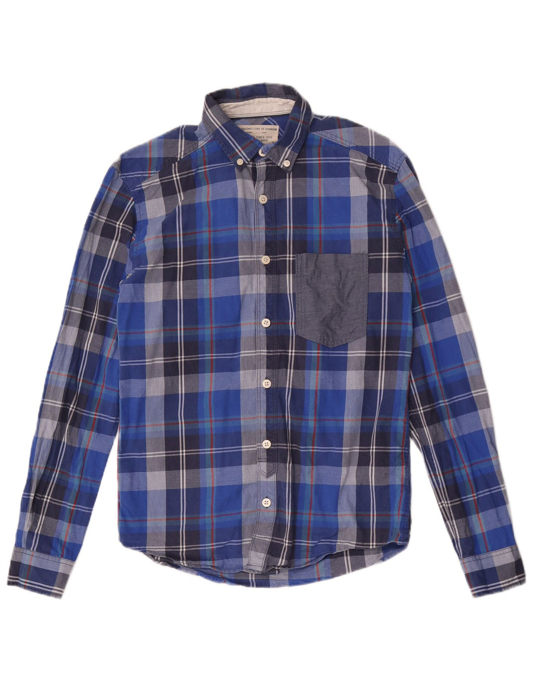 Фланелевая рубашка Jack & Jones для мальчиков 11–12 лет, синяя клетка, хлопок