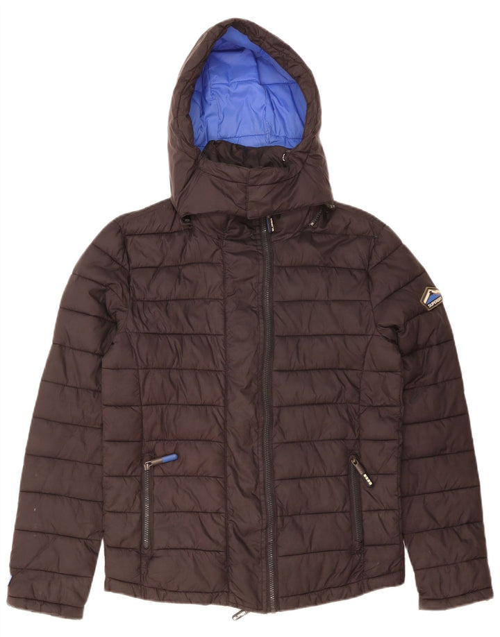 Мужская утепленная куртка с капюшоном Superdry UK 36, маленькая, черный нейлон