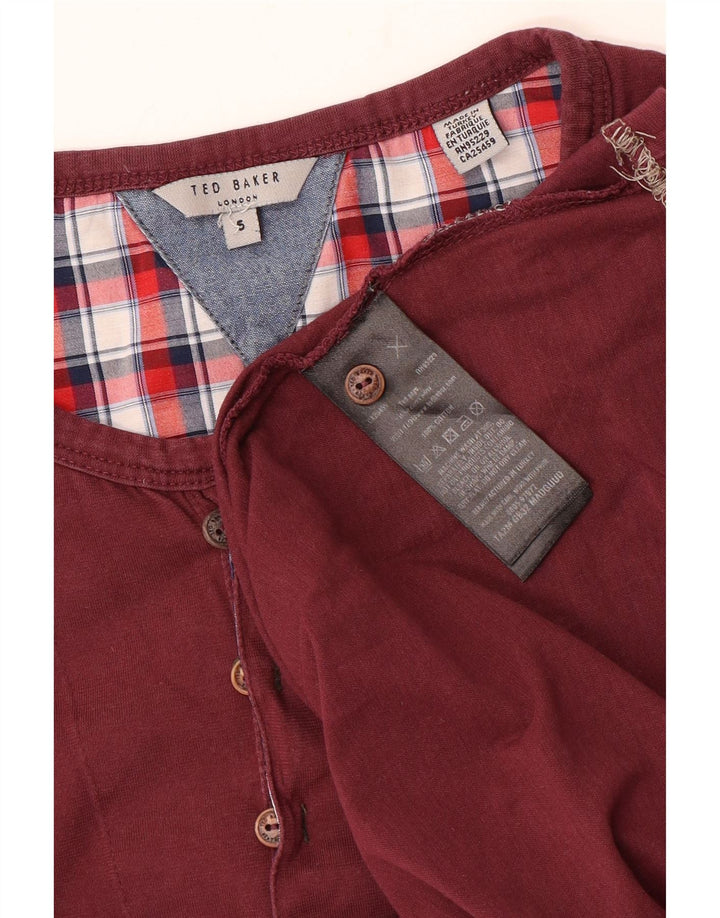 Женский топ с длинными рукавами Ted Baker, размер 5 XL, бордовый хлопок