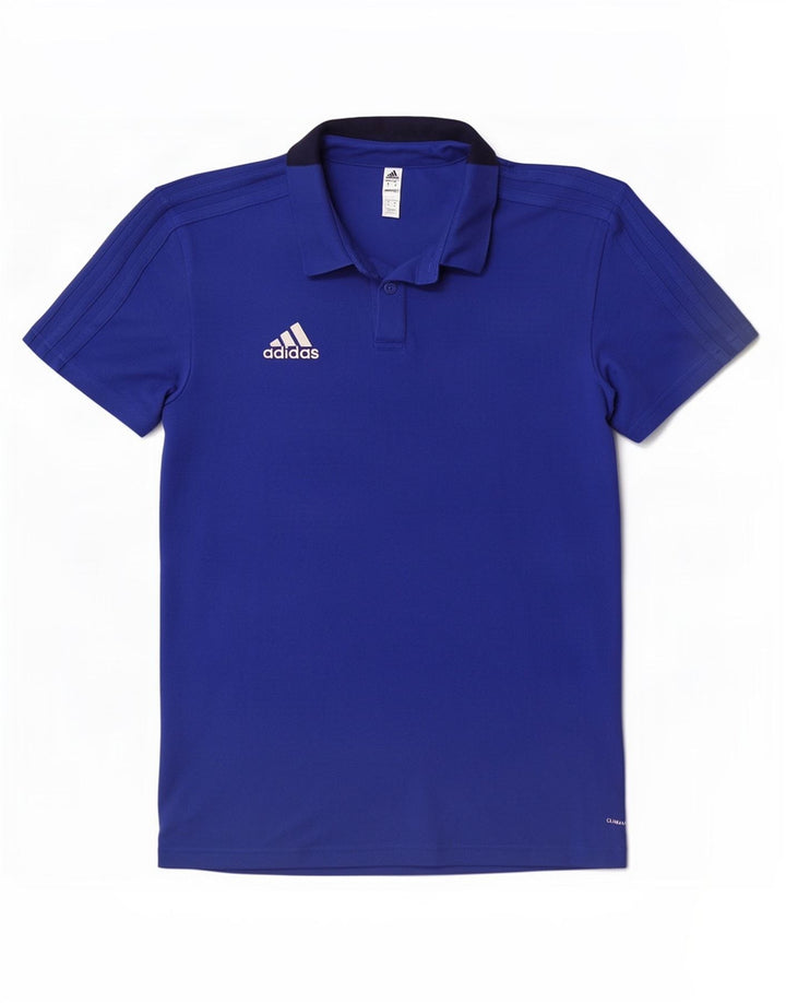 Мужская рубашка-поло Adidas Climalite среднего синего цвета, хлопок с цветными блоками