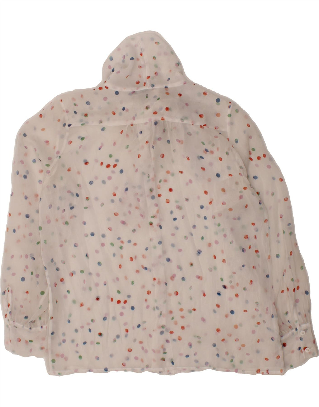 DENNY ROSE Womens Front Tie Shirt Blouse UK 10 Small White Polka Dot Vintage Denny Rose and Second-Hand Denny Rose from Messina Hembry 