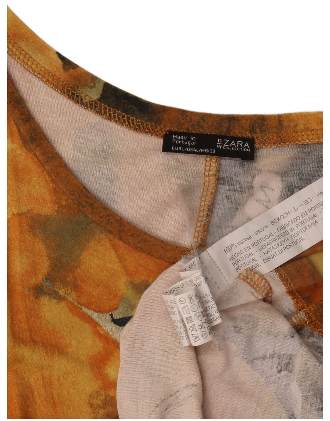 Женская футболка с рисунком ZARA Top UK 16, большая оранжевая вискоза Tie Dye