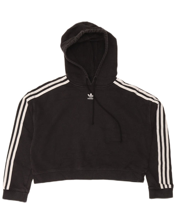 Женский укороченный джемпер с капюшоном Adidas Oversized UK 10, маленький черный, хлопок