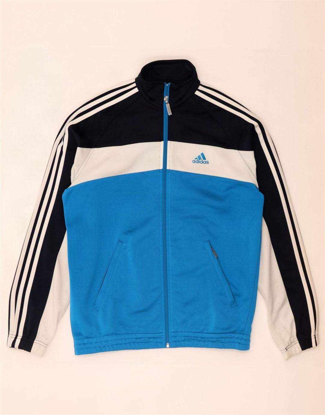 Мужская спортивная куртка Adidas UK 38/40, средний синий полиэстер с цветными блоками