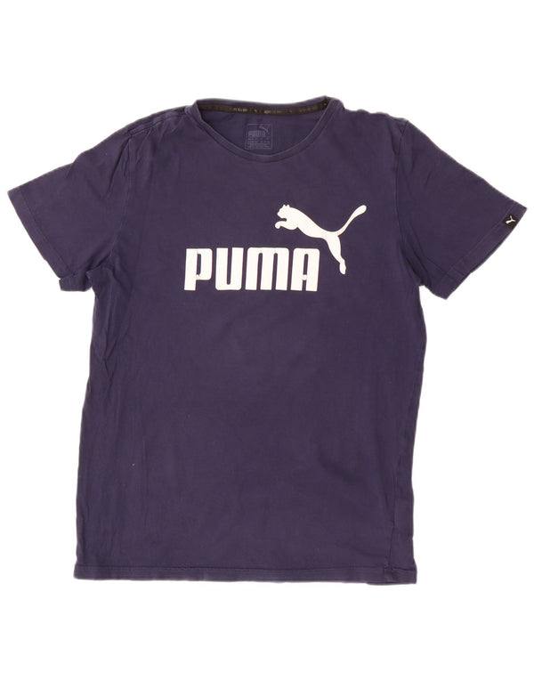 Футболка с рисунком Puma для мальчиков, топ 15–16 лет, темно-синий, хлопок