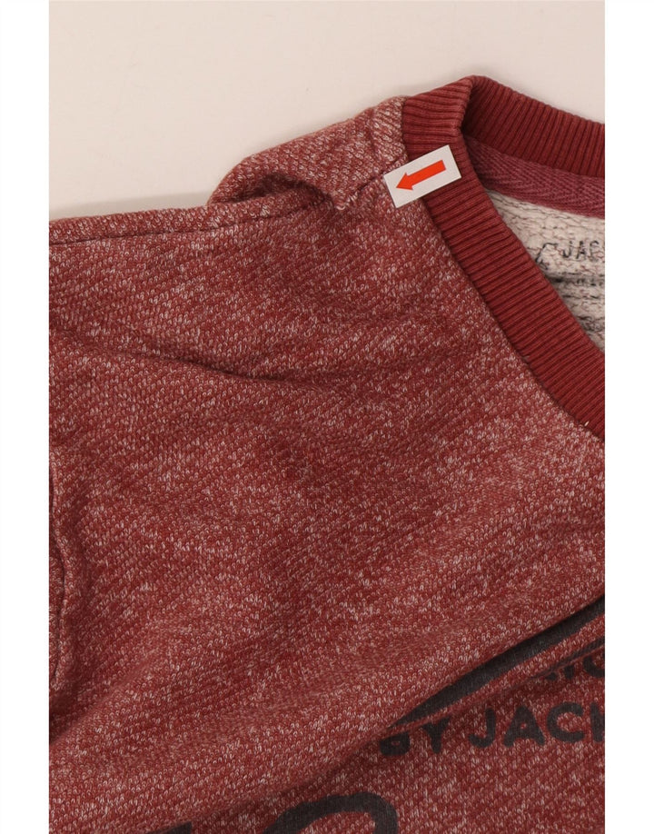 Мужской свитшот с рисунком Jack & Jones, средний бордовый хлопковый джемпер в крапинку