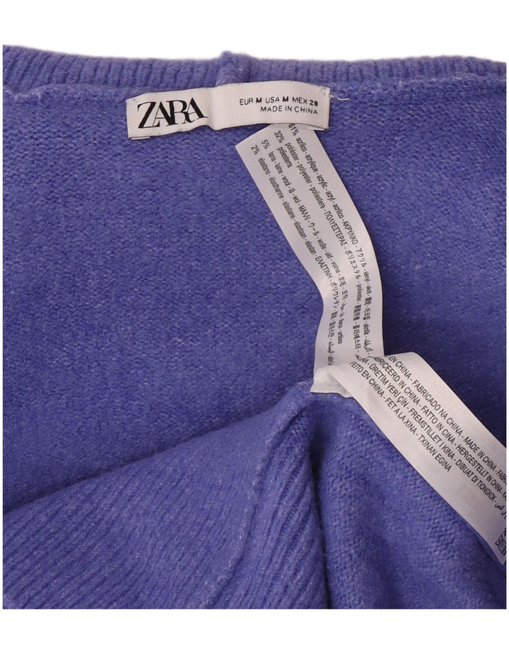 Женский свободный джемпер с высоким воротником Zara UK 14, средний фиолетовый акрил