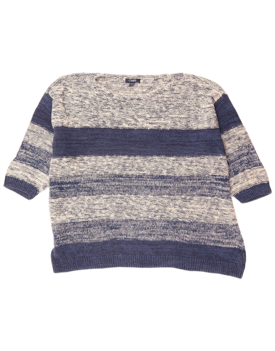 Женский джемпер с вырезом лодочкой CHAPS, рукав 3/4, Великобритания, 22, 3XL, серый в полоску