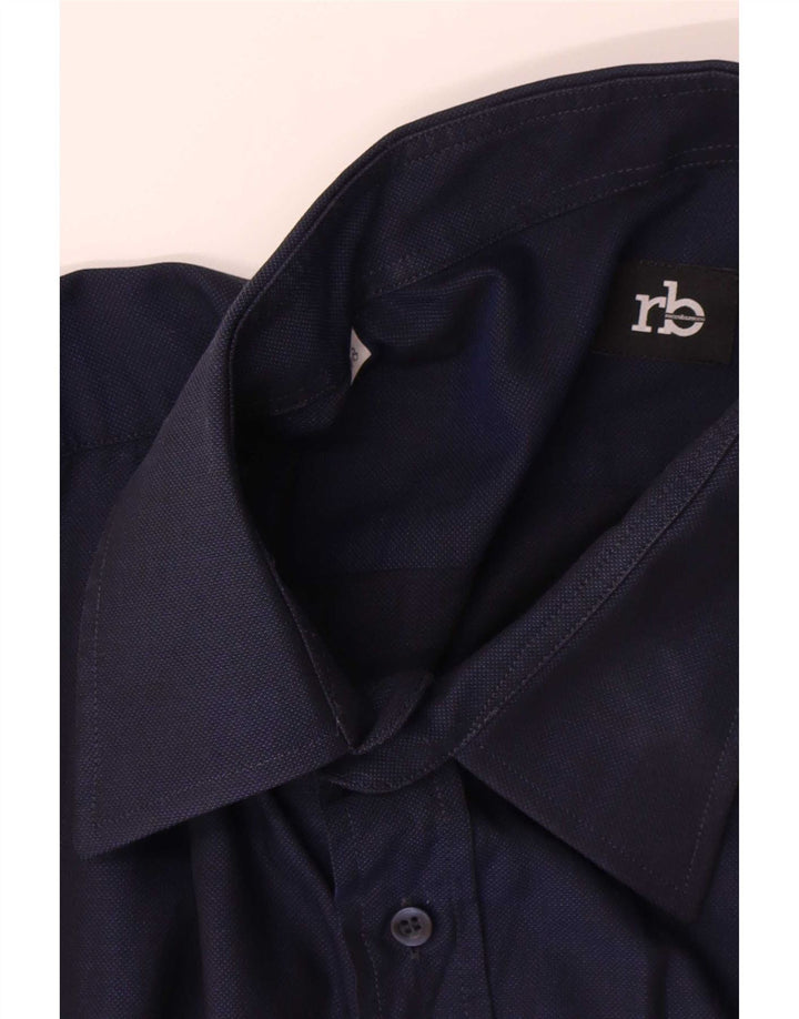 Мужская рубашка Roccobarocco, размер 48, 2XL, темно-синяя, хлопок