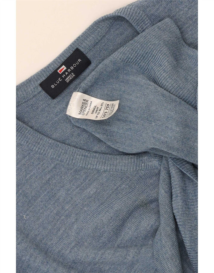 Мужской джемпер с v-образным вырезом Marks & Spencer Blue Harbour, маленький в крапинку