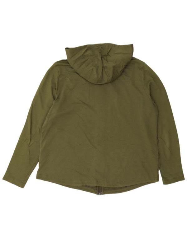 Marks & Spencer Womens Regular Fit Hoodie Jumper UK 16 Lagre Khaki Cotton